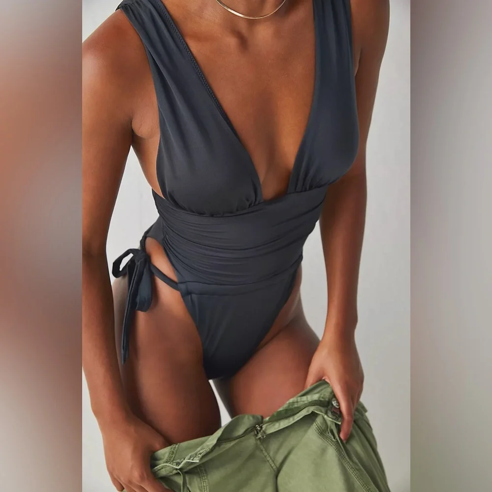 Free People x We Are HAH Cut To The Chase One Piece Bodysuit or Swimsuit LILAC - Picture 8 of 10
